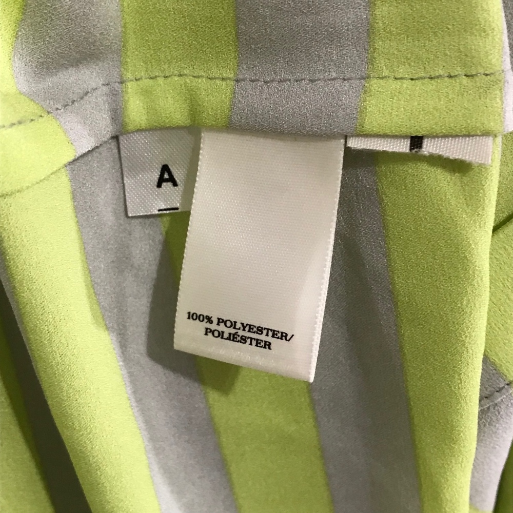 Ann Taylor Light Gray and Green Stripe Top - Picture 4 of 8